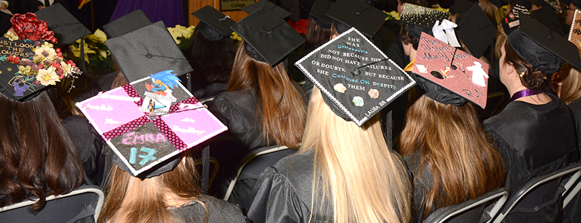photo of decorated graduation caps