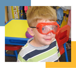 child wearing swim goggles