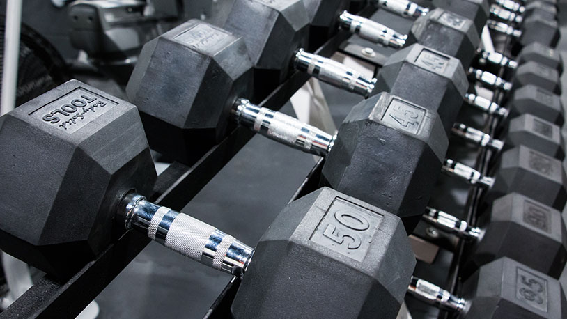 close up of free weights