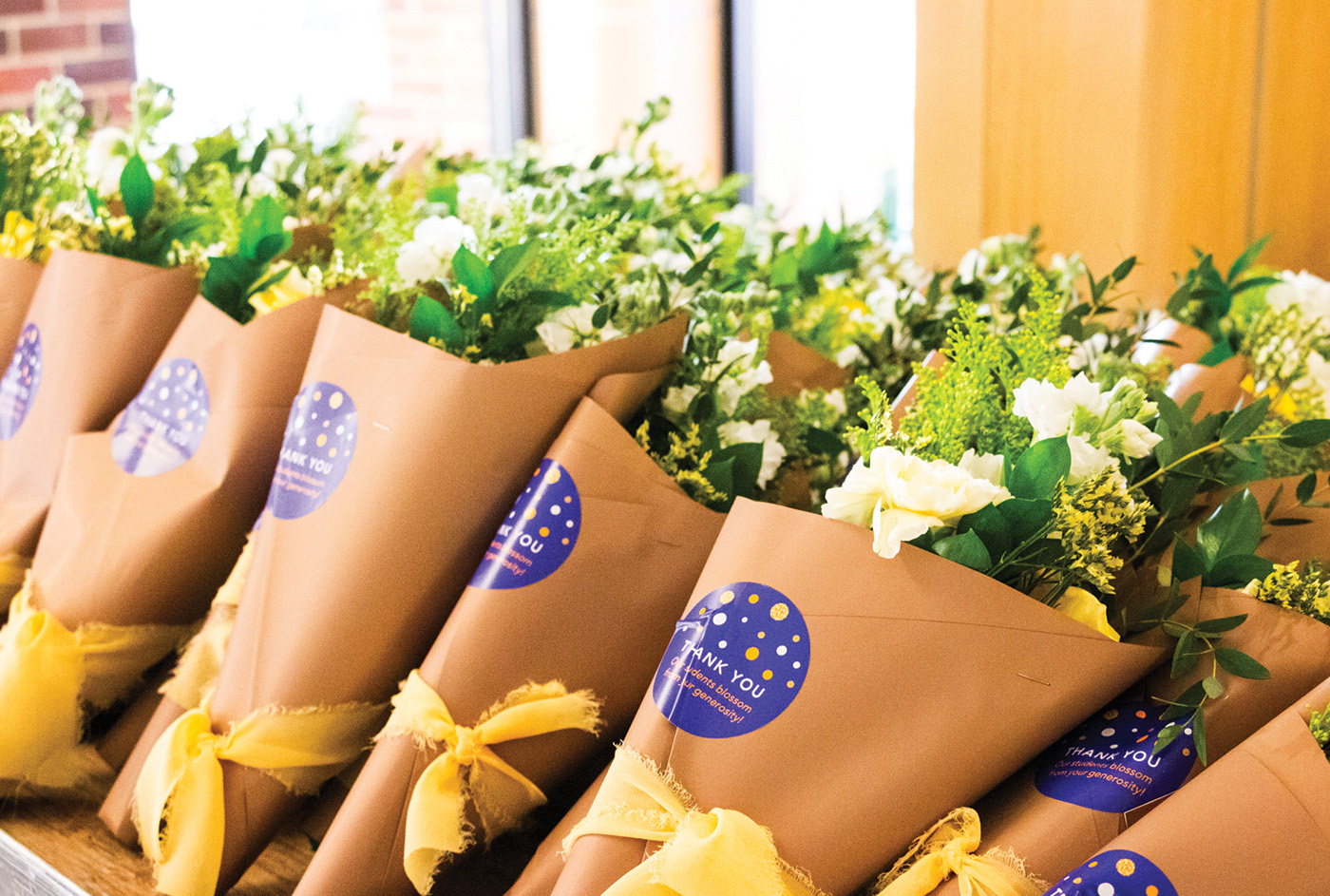 bunches of flowers displayed on a table