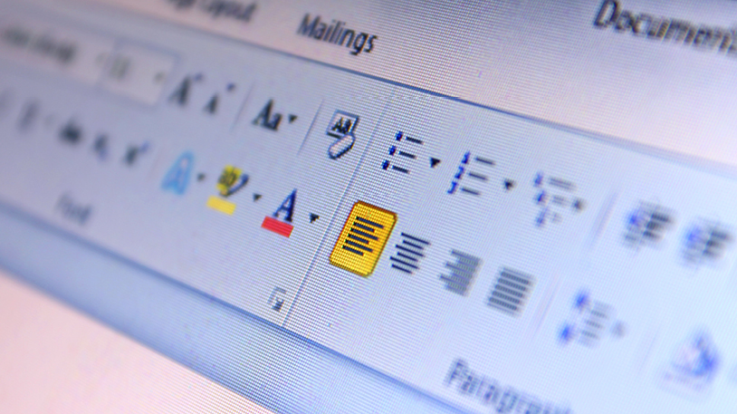 A close-up of a word processing software toolbar highlighting text alignment options.